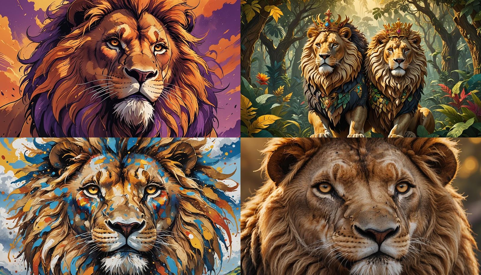 Majestic Lion King in a Digital Art Style