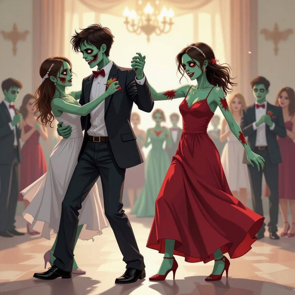 Zombie Teens Slow Dance in Tattered Formal Wear