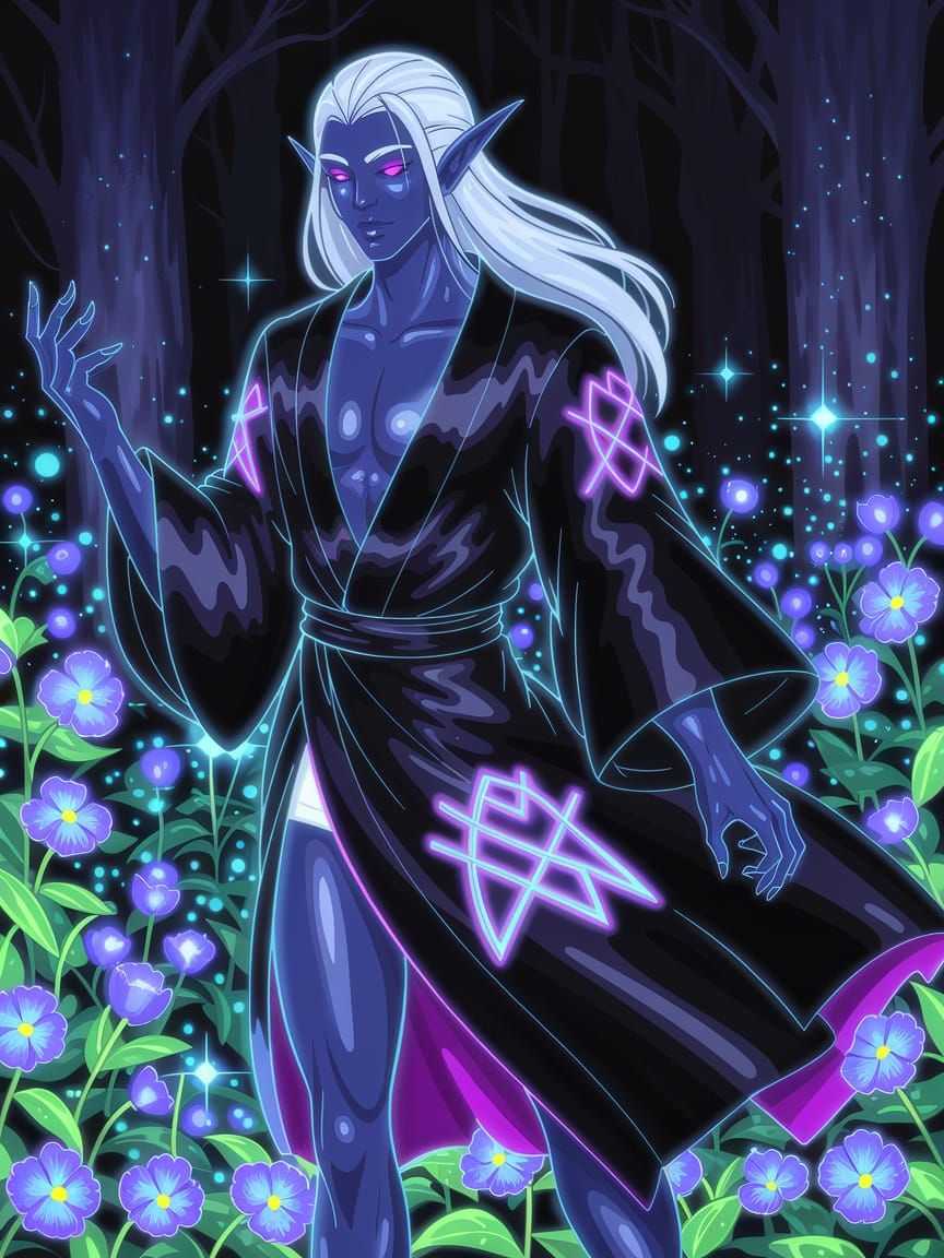 Ethereal Dark Elf in Whispers of Blue Bloom