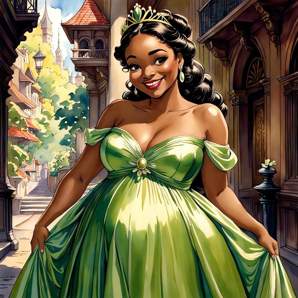 Cute pregnant Tiana from The Princess and the Frog