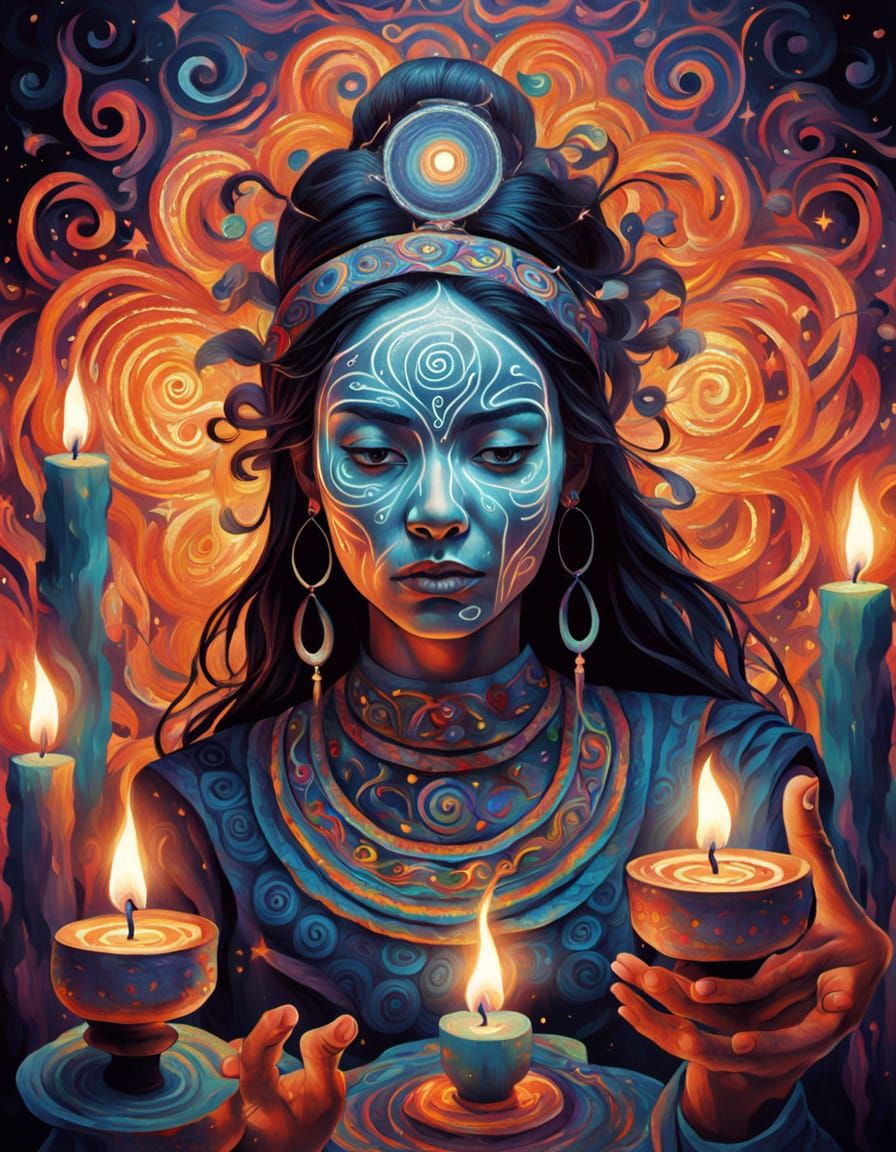 Female Shaman in Trance, in Fauvist Style