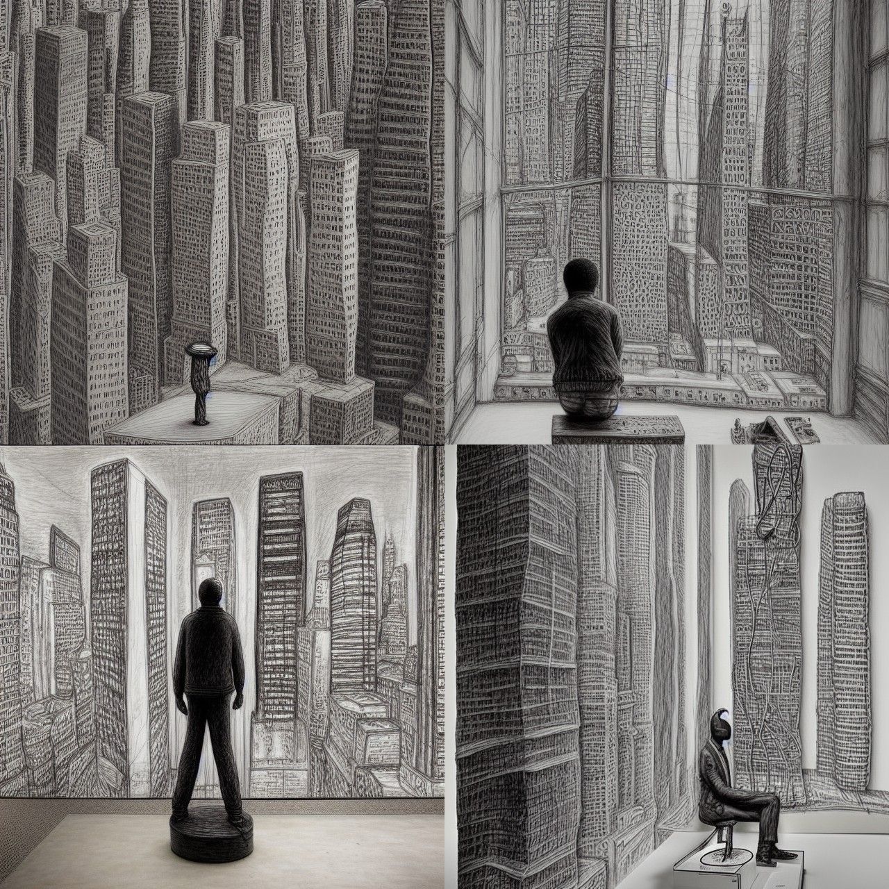 Detailed Art Brut Sculpture of Solitary Room