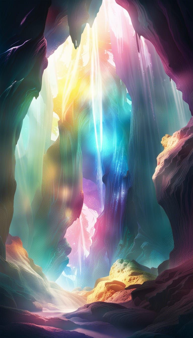 Iridescent Glass Cave in Epic Fantasy Style