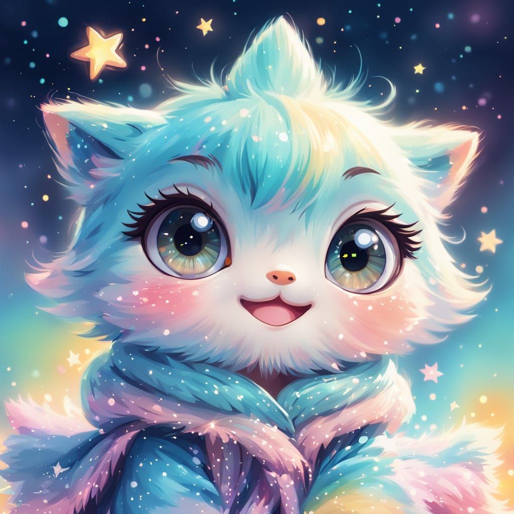Kawaii Star Portrait in Pastel Colors