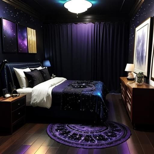 Vibrant Art Deco Kid's Bedroom with Starry Walls