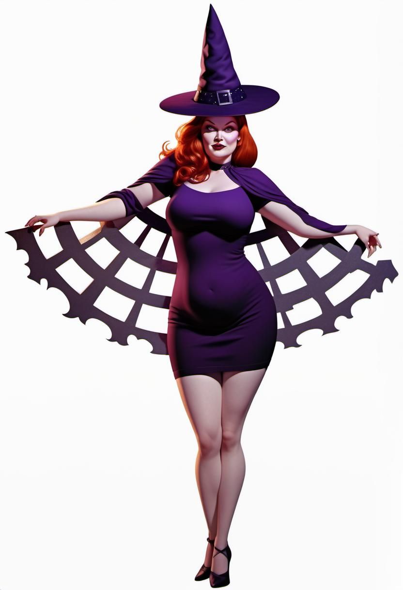 Chiaroscuro Witch with Red Hair in Purple