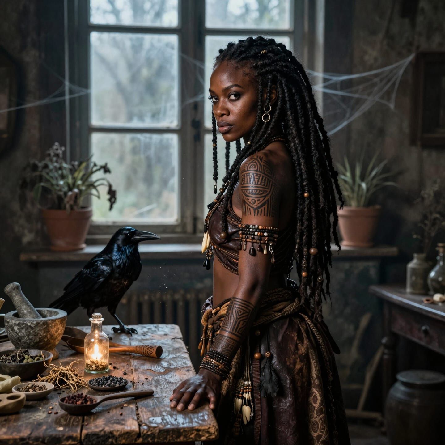 African Witch in Abandoned Apothecary - Cinematic Portrait