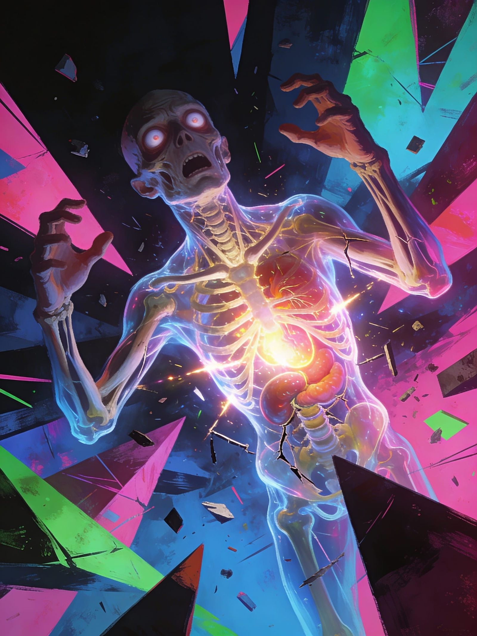 Surreal Figure in Abstract Landscape