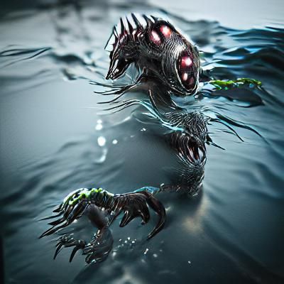 Horror Water Creature Concept Art in Sci-Fi Style