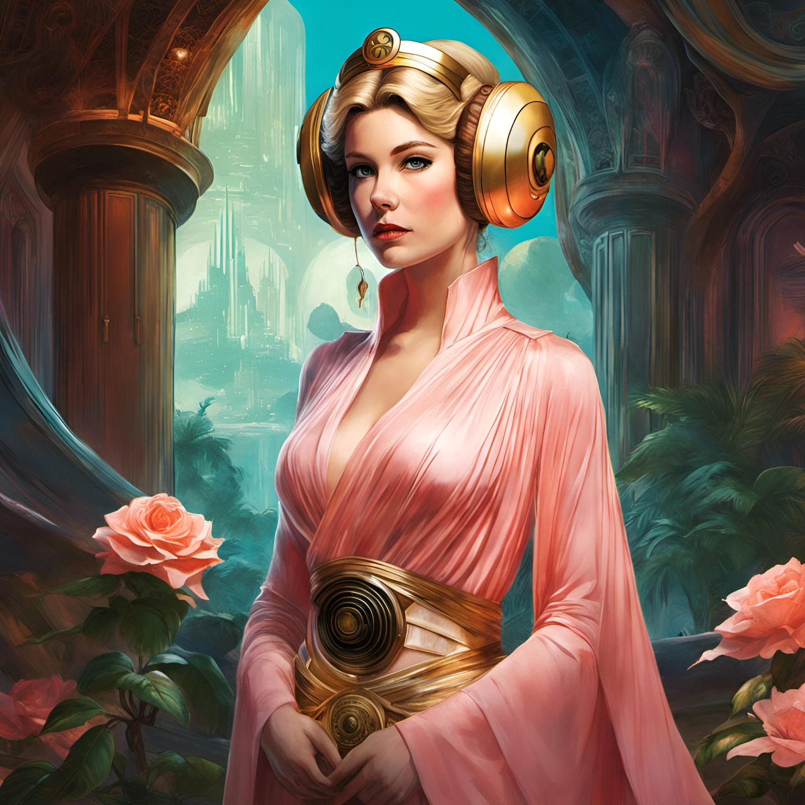 Princess Leia as Princess Peach Portrait