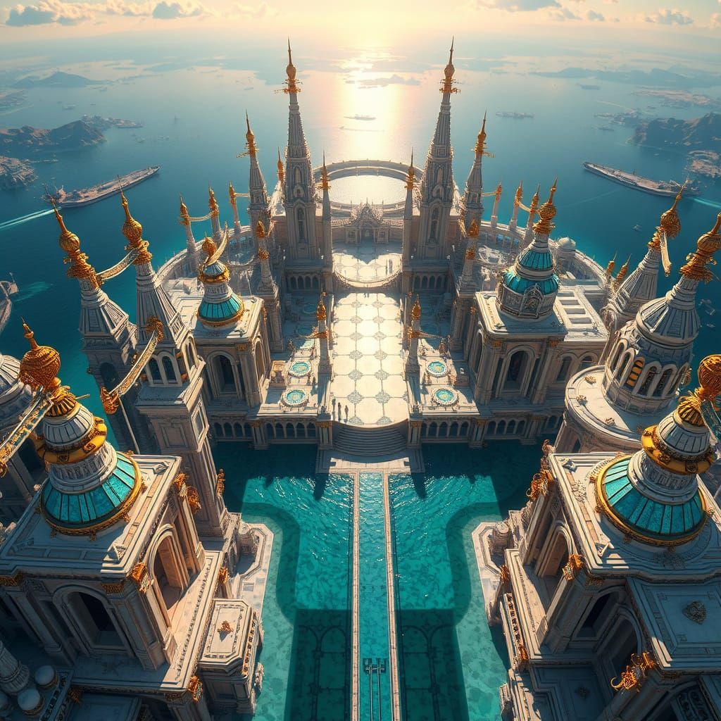 Majestic Atlantean Metropolis in Photorealistic Detail