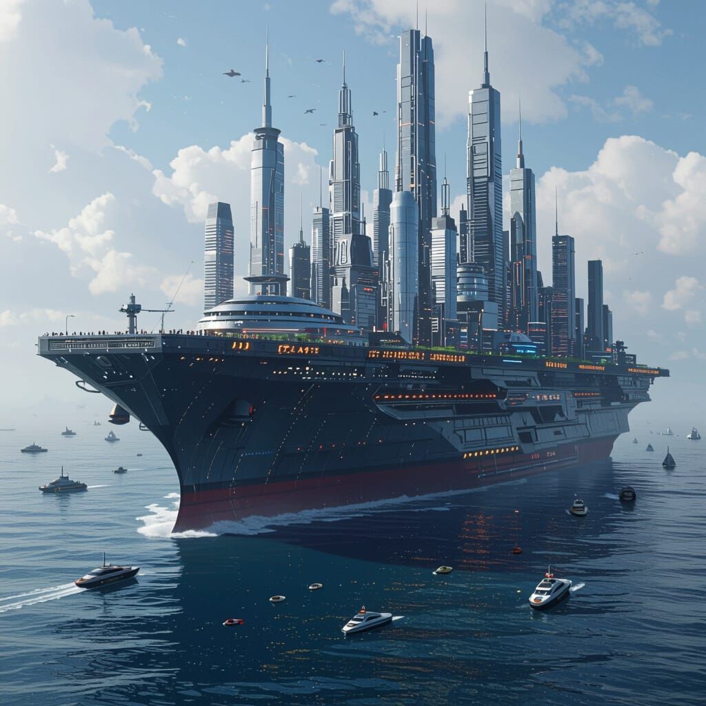 Futuristic Floating Metropolis Inspired by Syd Mead