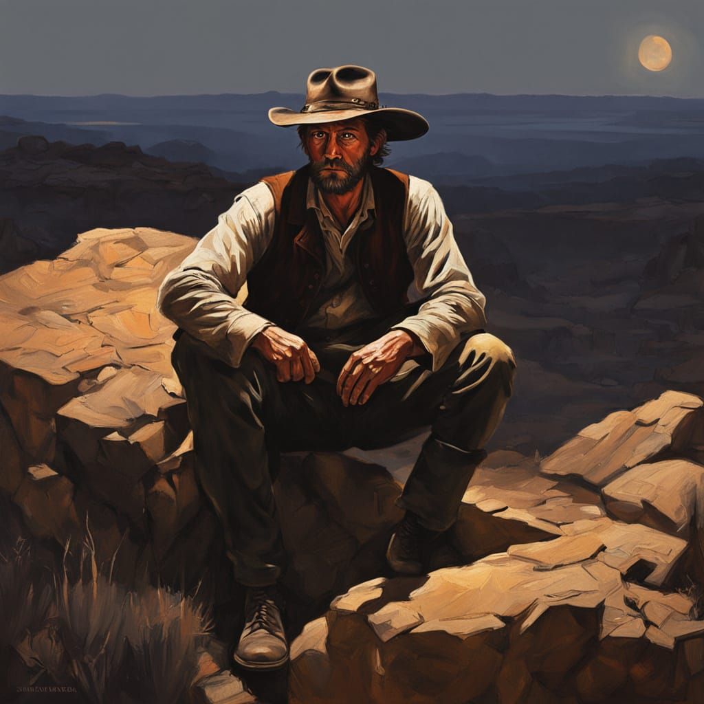 Bushranger Portrait: Outback Hideout Oil Painting