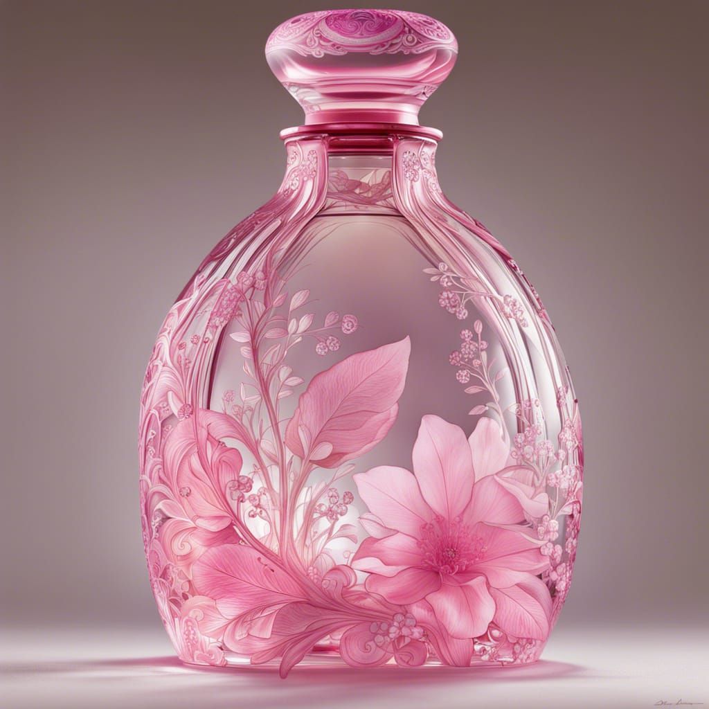 Pink Crystal Bottle: Surreal Double Exposure Art