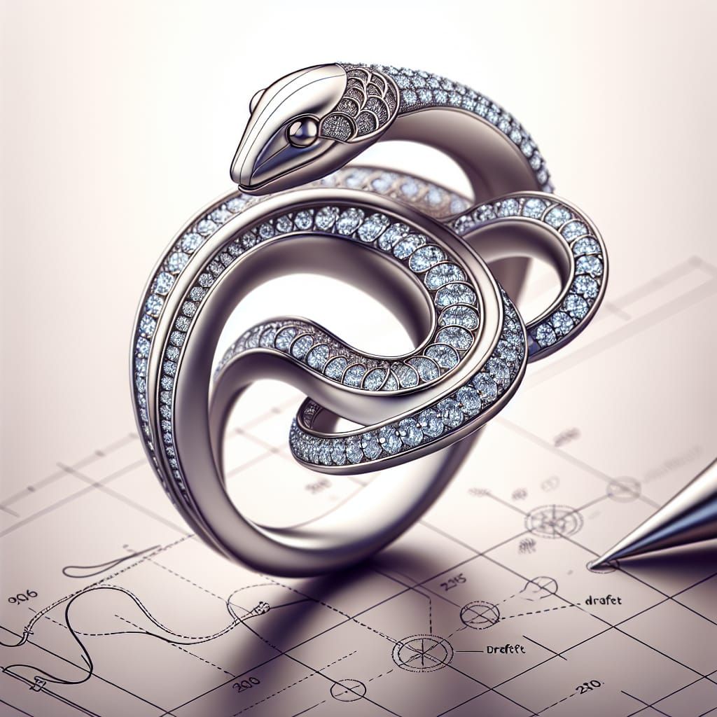Snake Ring in Intricate Diamond Jewelry Design