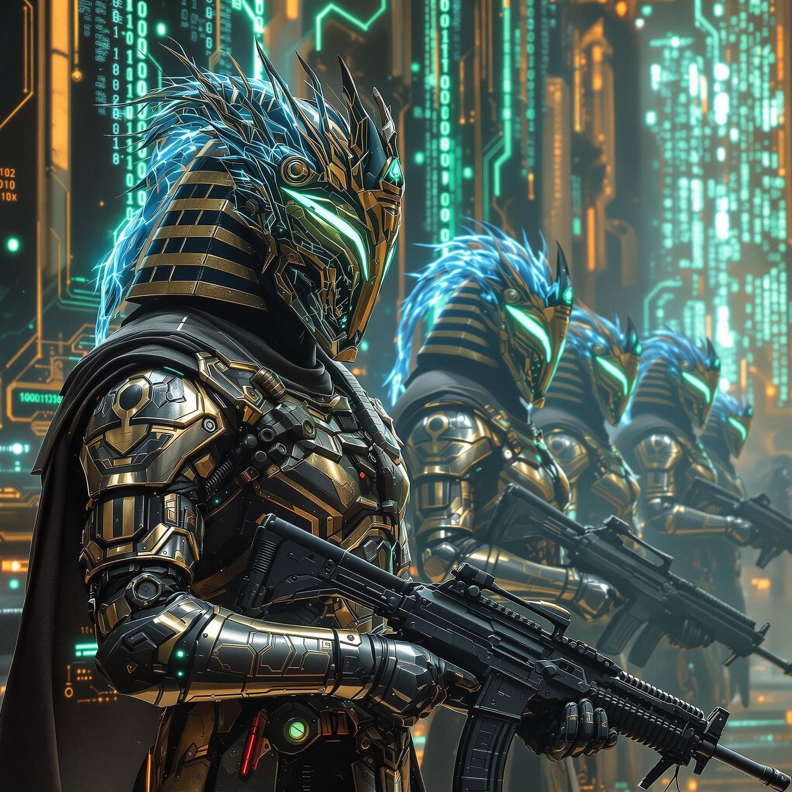 Futuristic Egyptian Army with Holographic Dragons