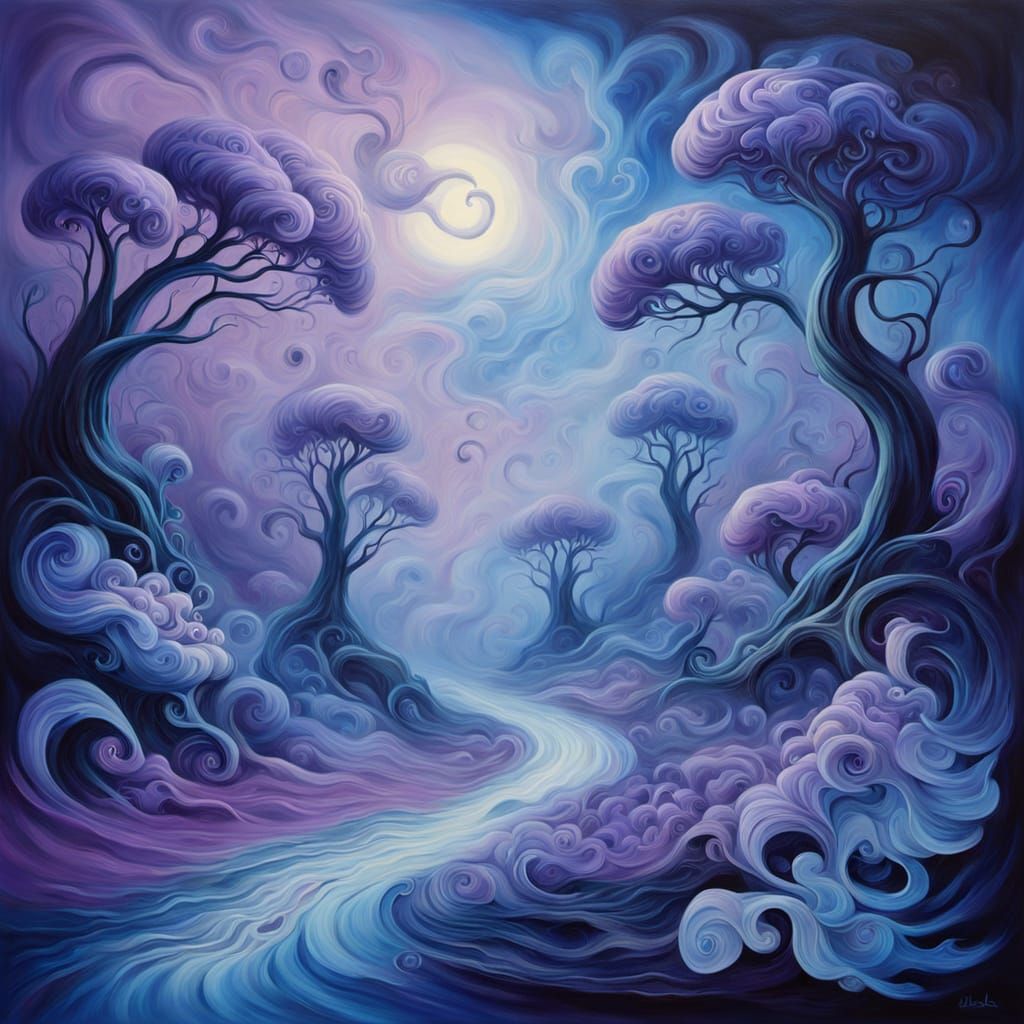 Surreal Creatures Dash Through Ethereal Dimension as Oil Pai...