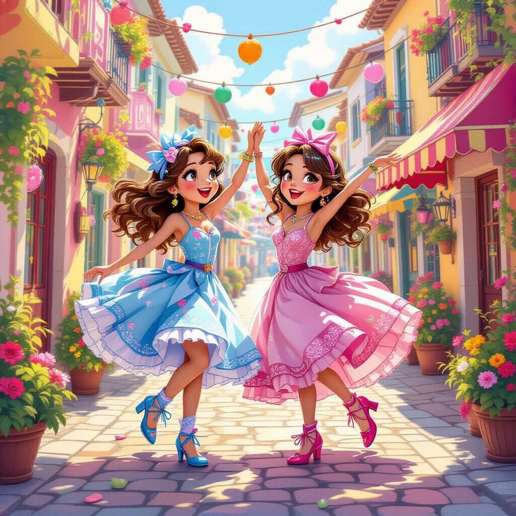 Tango Dancers in Candy Art Style Portrait