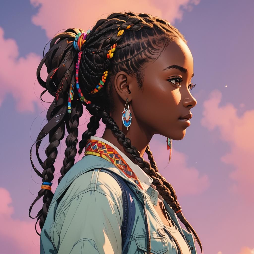 Anime Girl Portrait in Japanese Manga Style