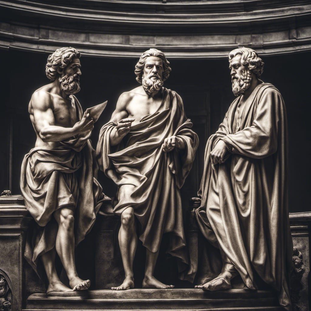 Socrates, Spinoza, Kierkegaard: Hyperrealistic Photo
