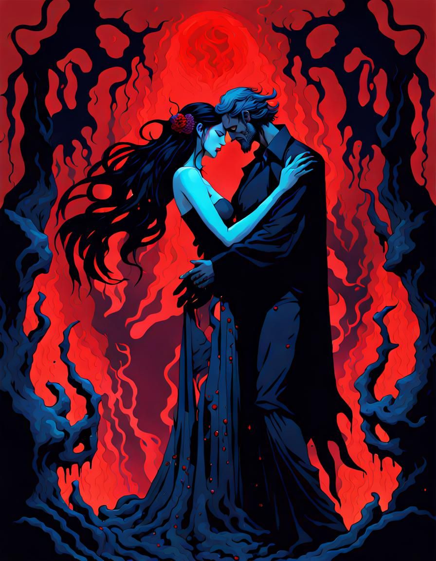 Demonic Hades and Persephone in Dark Fantasy Art