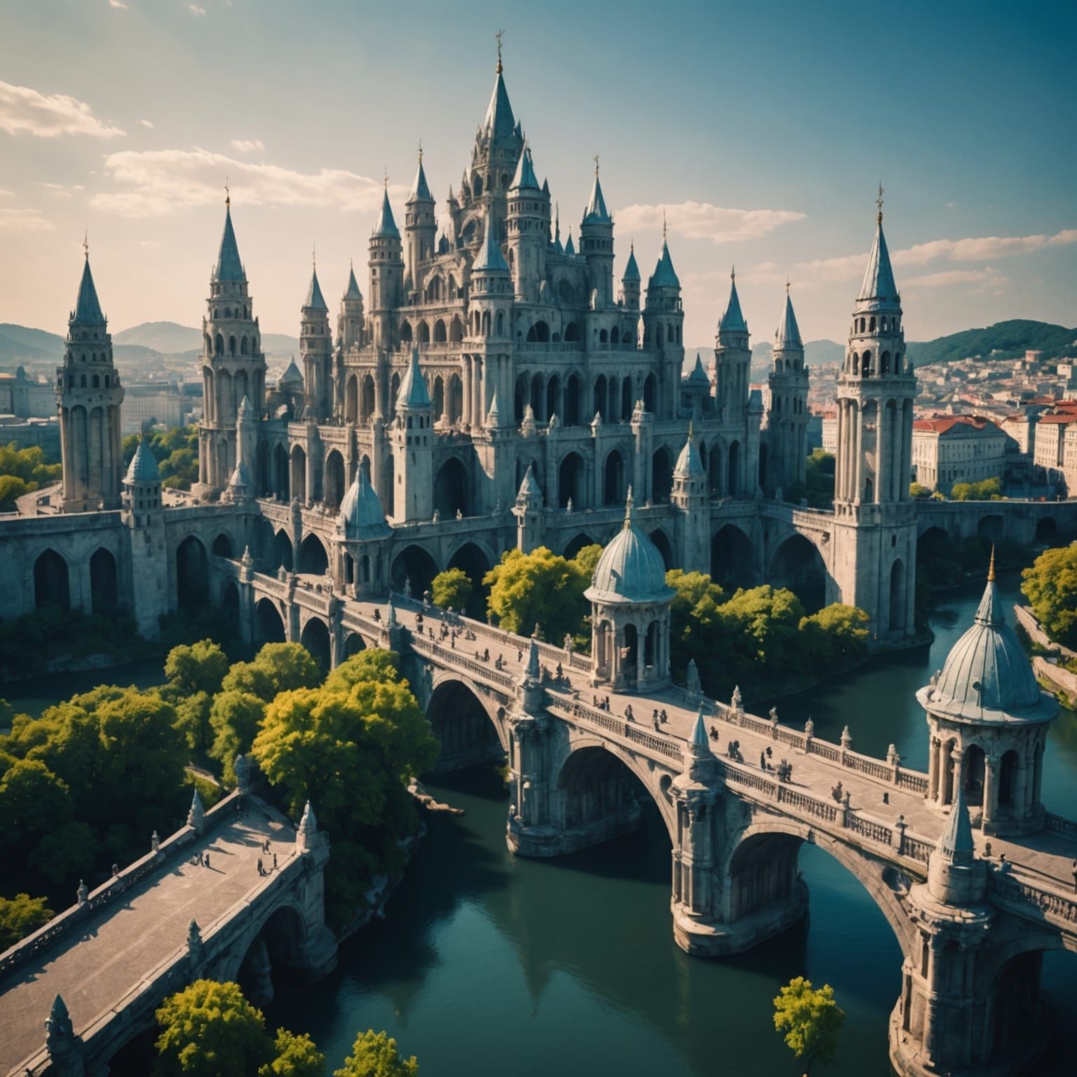 Epic Fantasy City with Unnatural Architecture