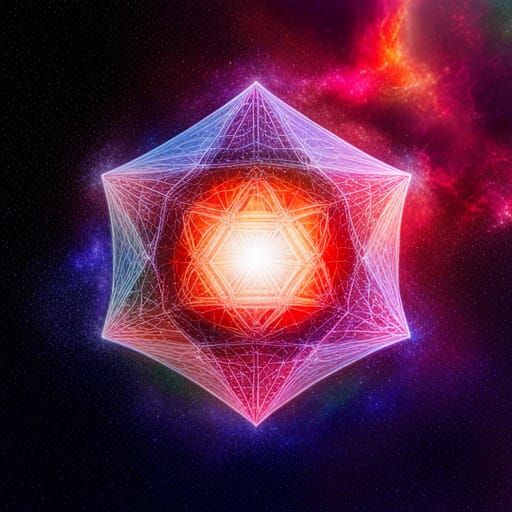 Icosahedron in Space: Holographic Astral Cosmic Illustration
