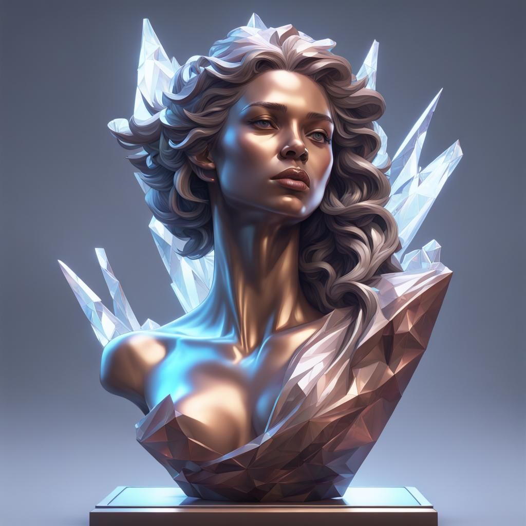 Hyperdetailed Crystal Statue Portrait in 8K