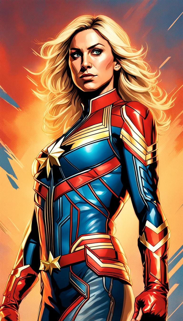 Charlotte Flair as Captain Marvel: Hyperrealistic Art