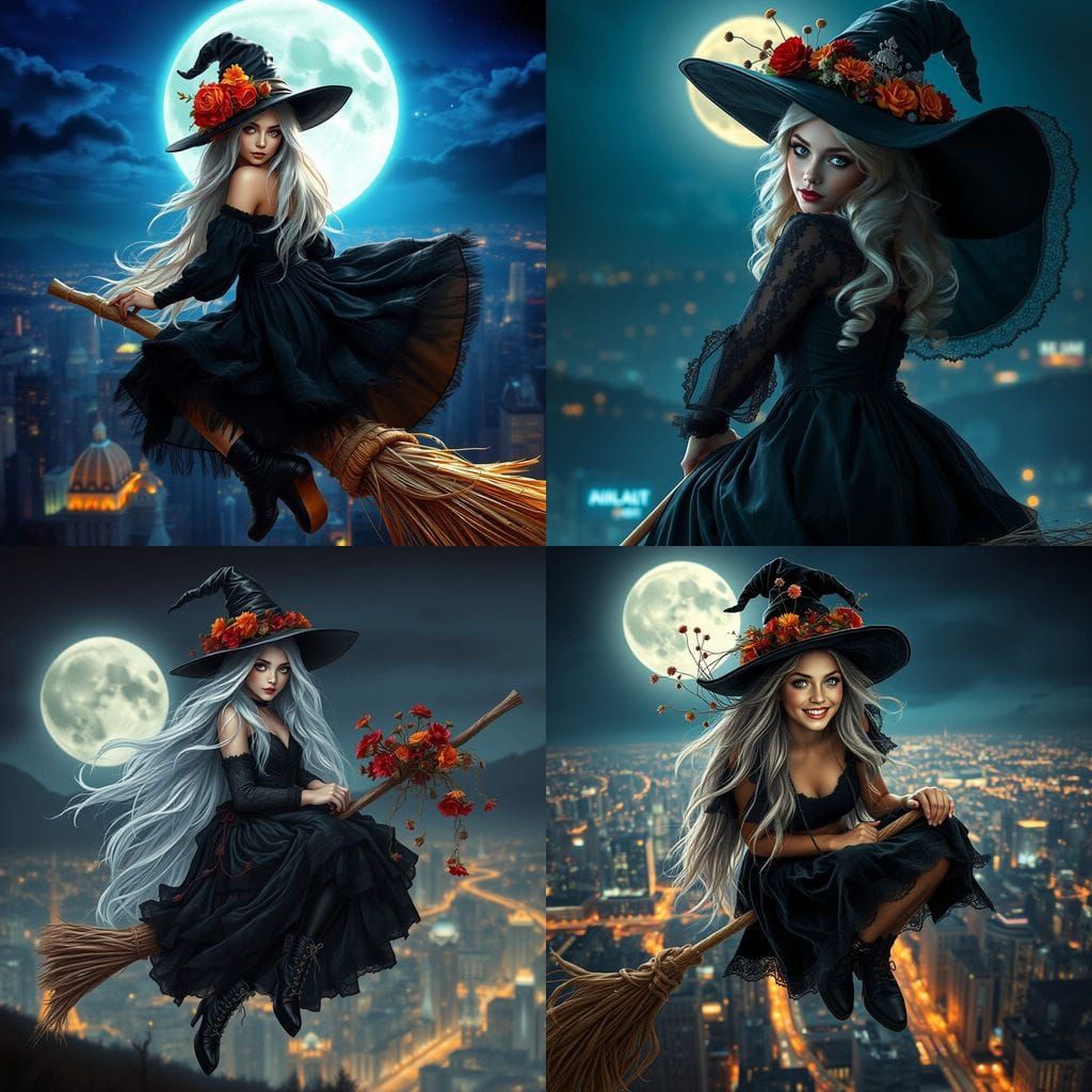 Magical Witch in Midnight Flight