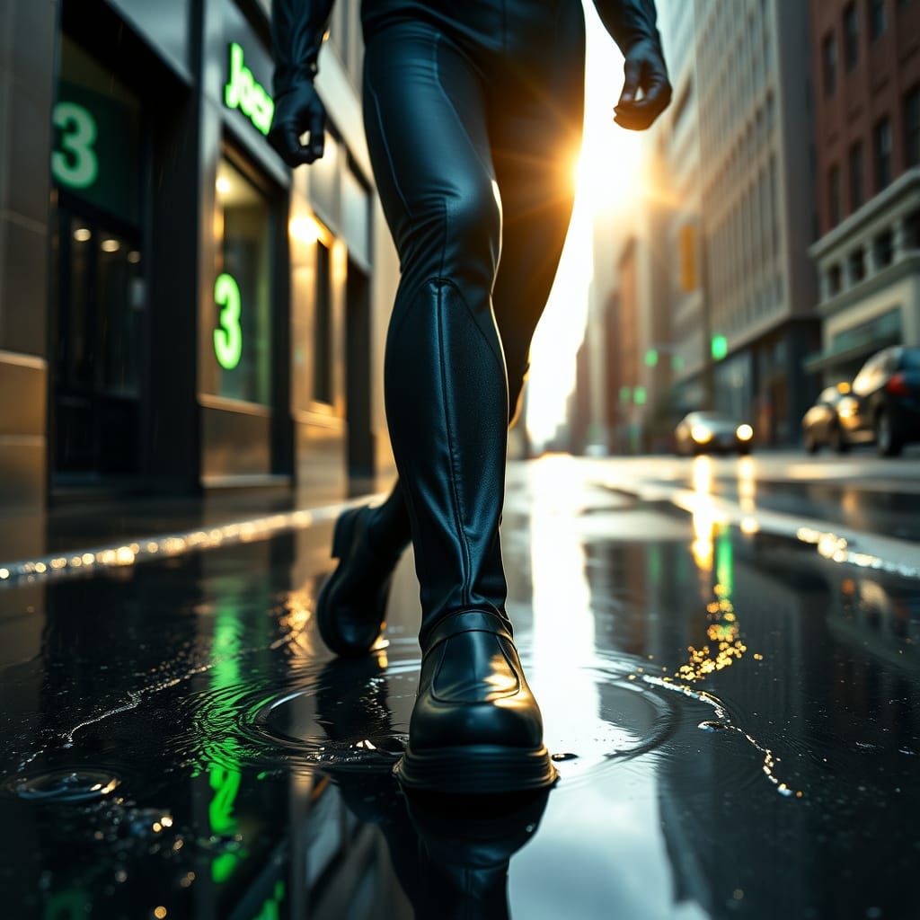 Green Lantern Hal Jordan on Wet City Street