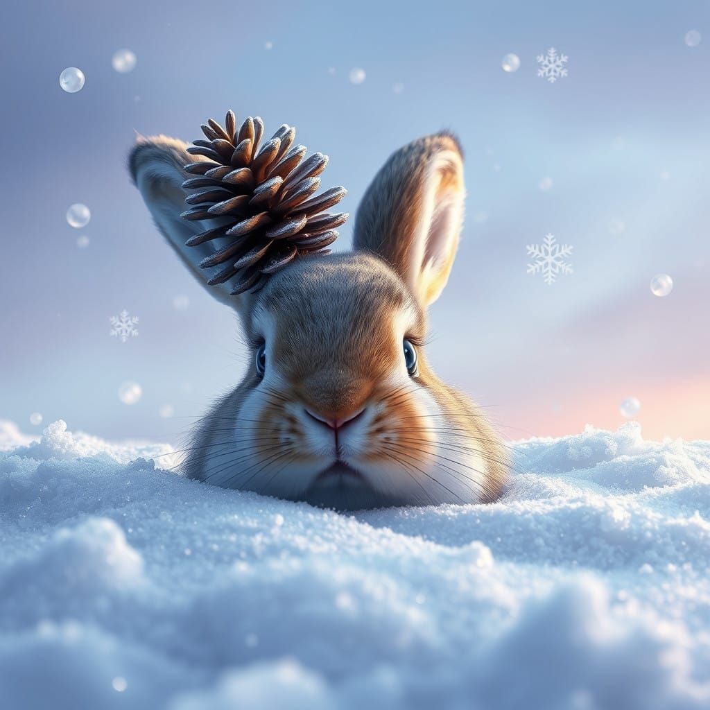 Bunny's Winter Wonderland with Pinecone Crown