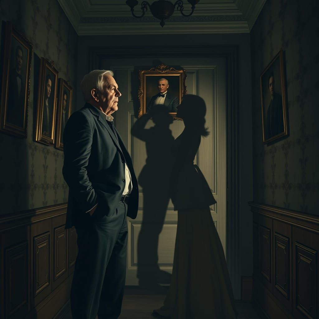 Dramatic Shadows in a Fading Hallway