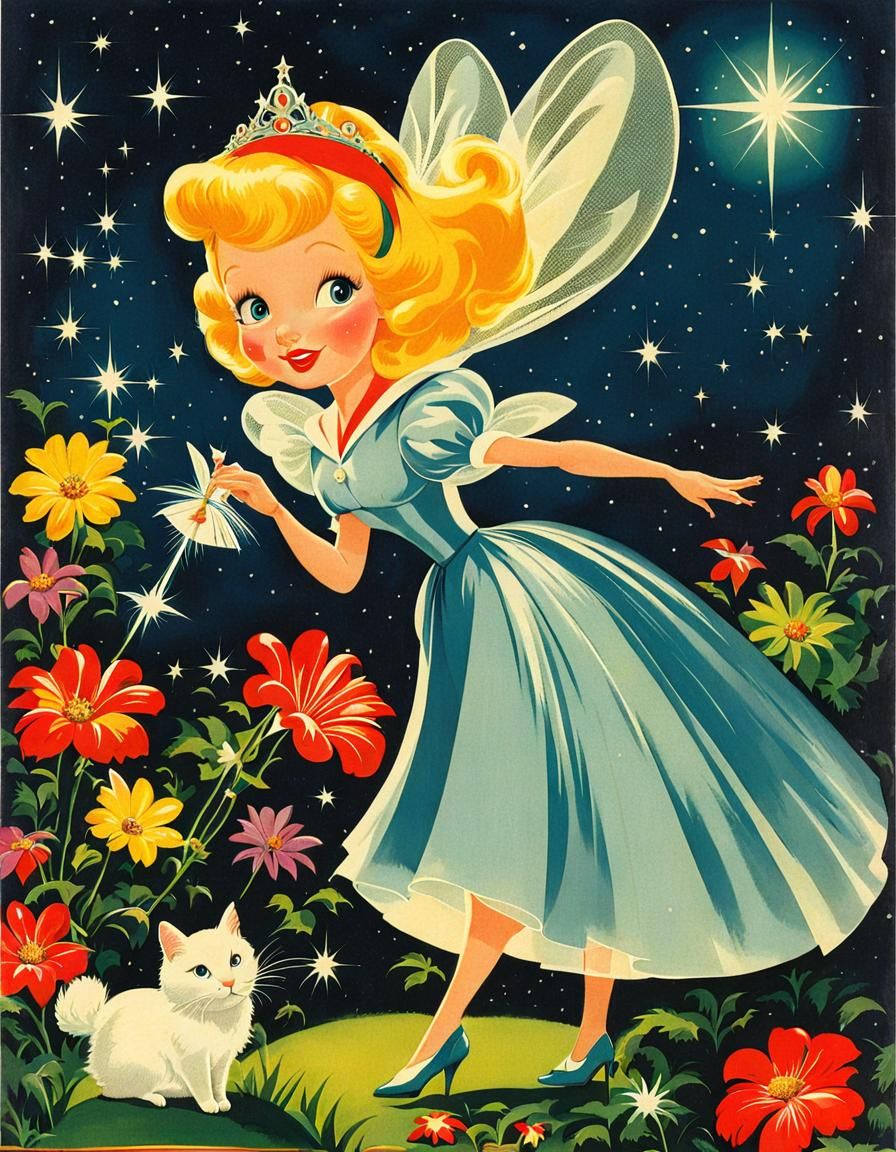 Fairy Godmother in 1950s Illustration Style