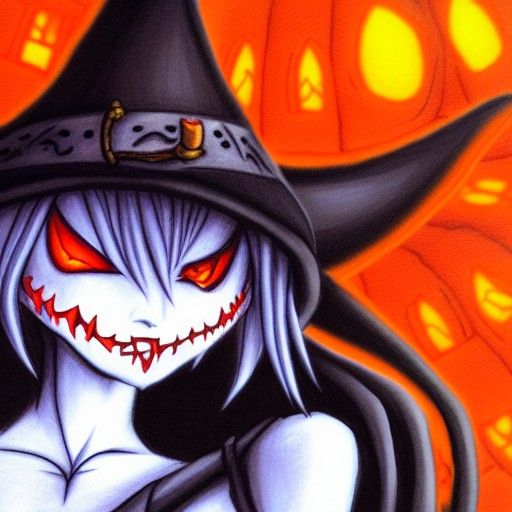 Wicked Jack-o'-Lantern Girl: Gothic Fantasy Art