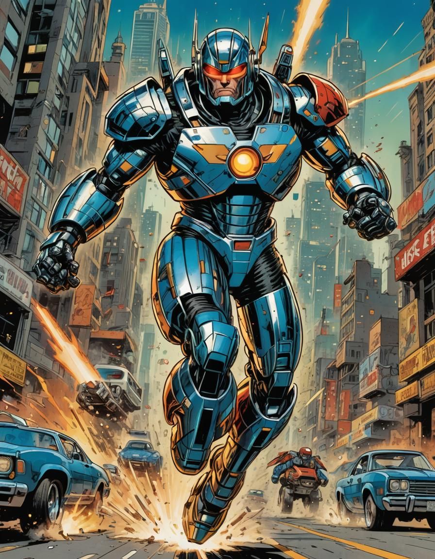 Metalman's Wild Ride: A Retro Comic Book Cover
