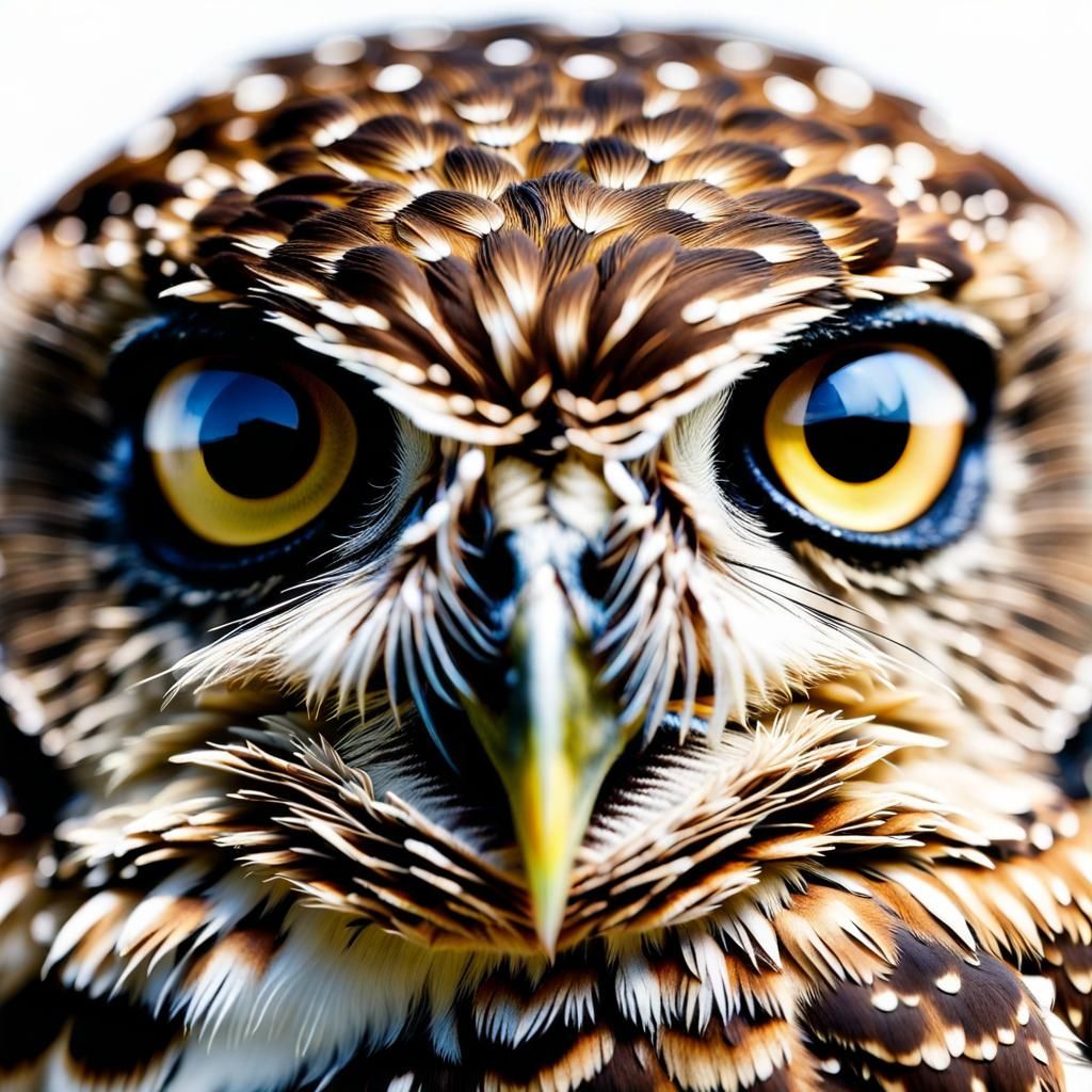 Intrigued Burrowing Owl Stares Intently: Macro Photograph