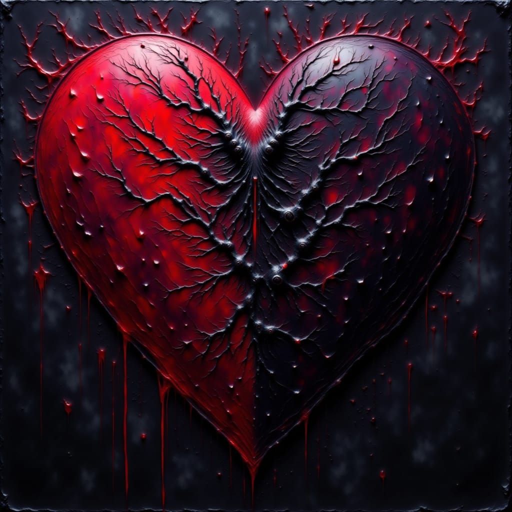 Gothic Valentine Heart with Webs and Shadows