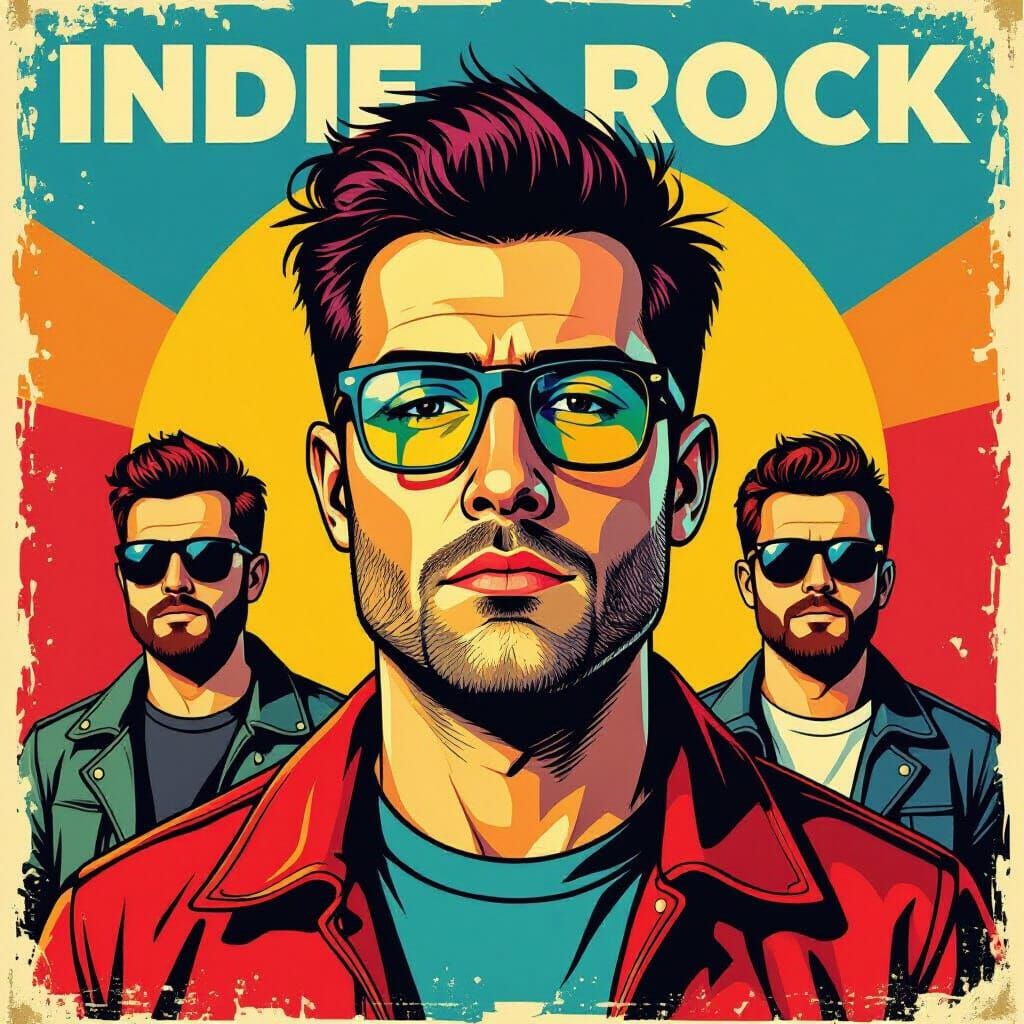 Indie Rock Band Concert Poster in Soviet Realism Style