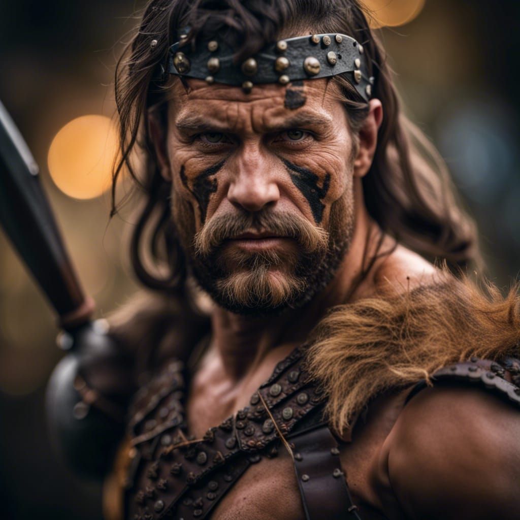 Barbarian Portrait with Scar, Professional Photography