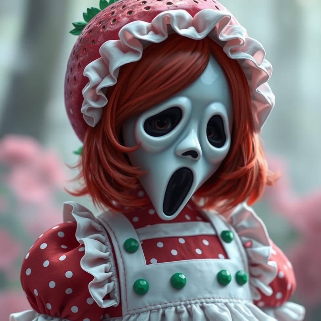 Strawberry Shortcake Ghostface in Ethereal Fantasy Style