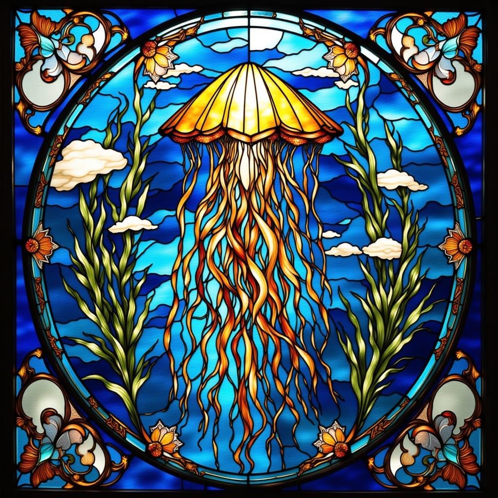 Stained Glass Jellyfish: An Aquatic Art Form
