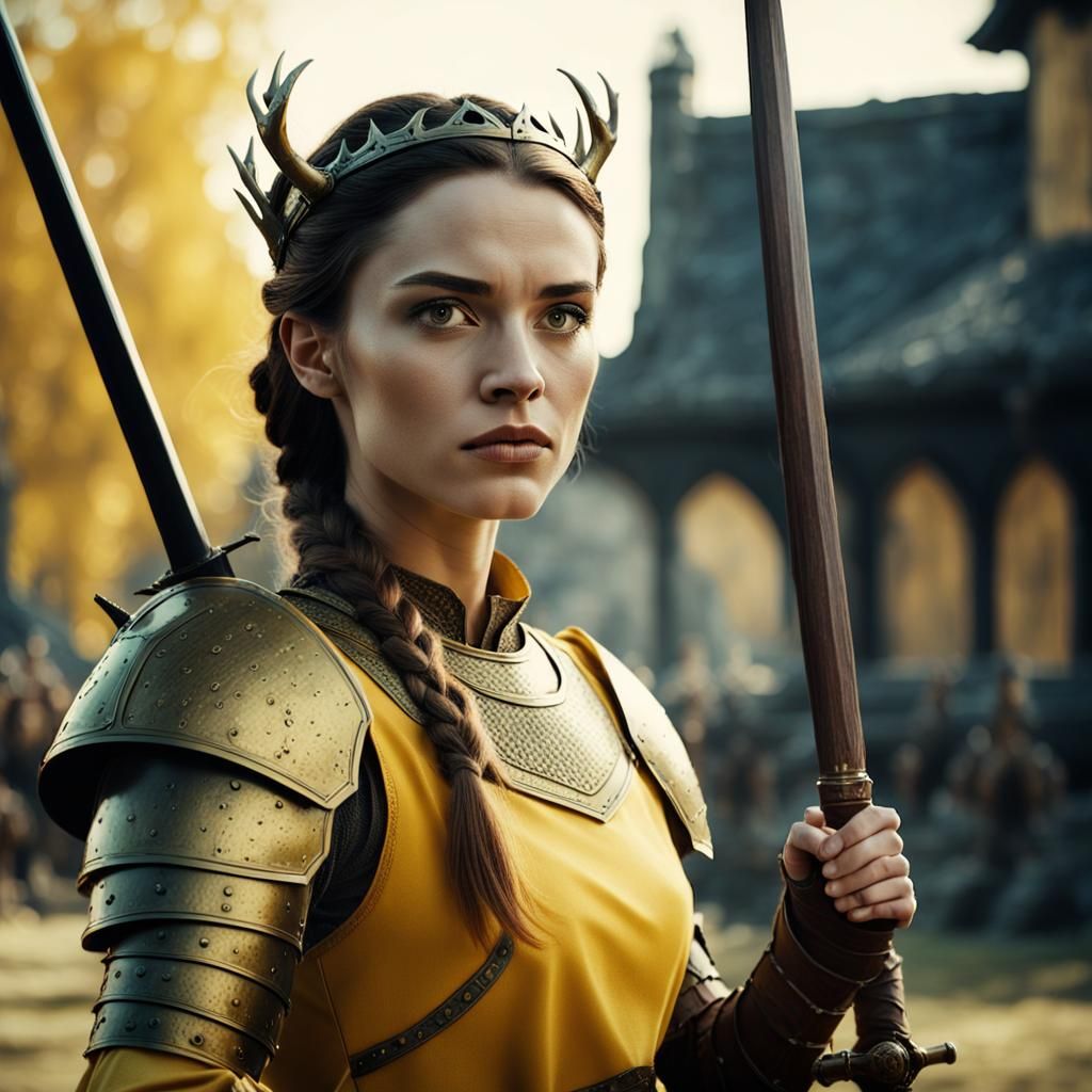 Medieval Princess in Training Armor, Cinematic Film Still