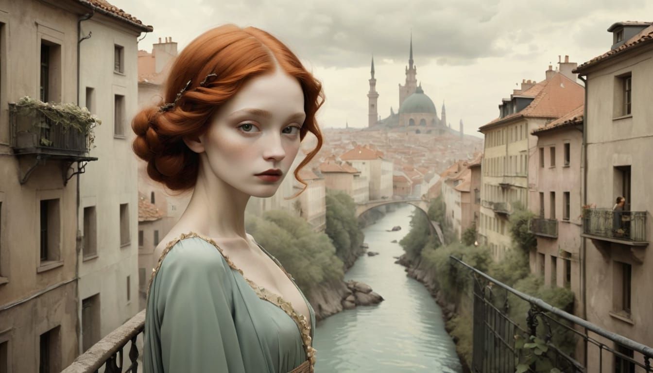 Scenic Character Portrait in Modern Cityscape Style