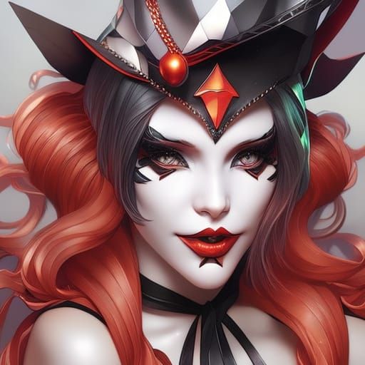 Clown Makeup Girl Portrait in Hyperdetailed Splash Art
