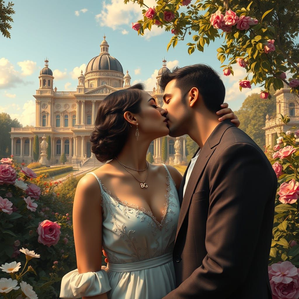 Romantic Italian Garden Scene in Gérôme Style