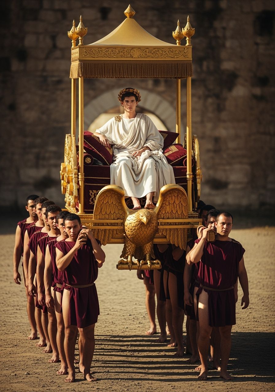 Elegant Roman Emperor on Imperial Eagle Litter