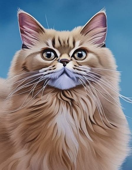 Cute Kitten in Gouache Style Impressionist Painting