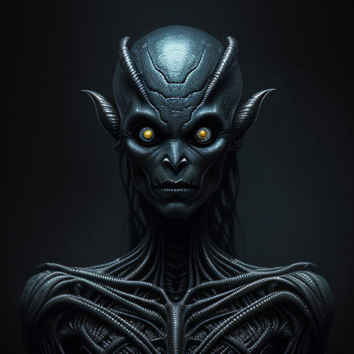 Insectoid Alien in Dark, Eerie Atmosphere - Giger-Inspired S...