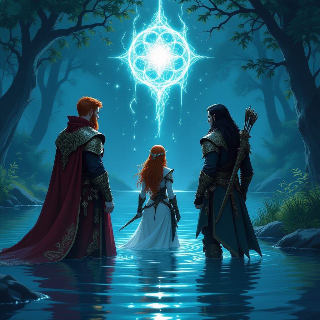 Fantasy Party and Magical Portal at Night